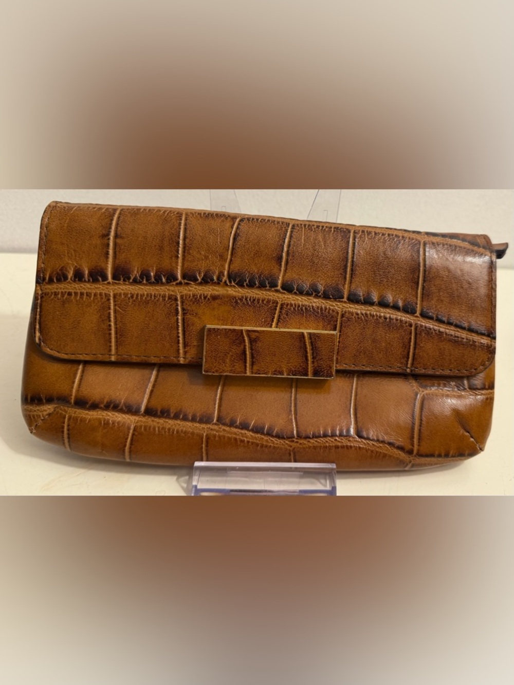 G.I.L.I. Croc-embossed clutch/wallet.